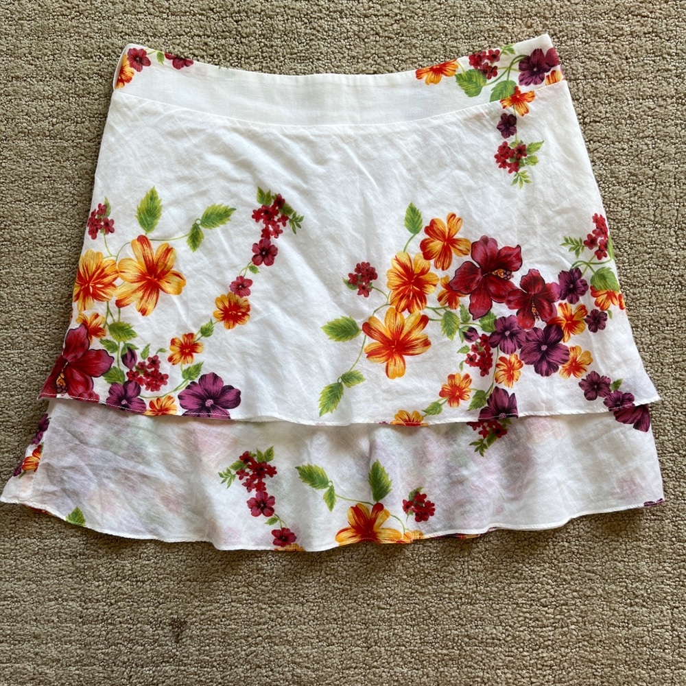 Y2K Floral Vintage Tiered Ruffle Mini Skirt